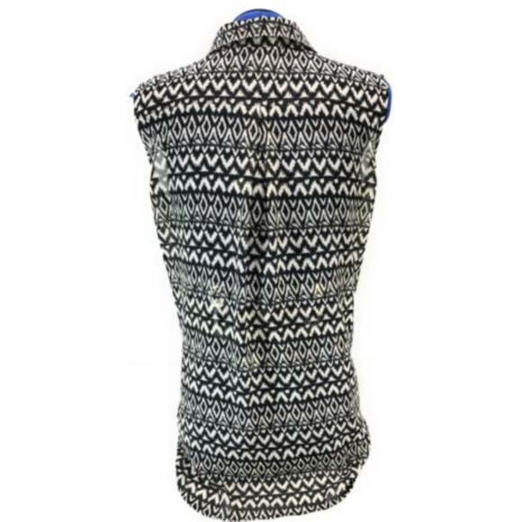 H&M Sheer SleevelessTop Sz12 Patterned White/Black - Picture 2 of 8